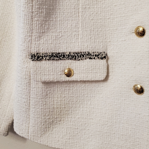 Talbots Tweedy Blazer with fringe trim - cream - Picture 3 of 12